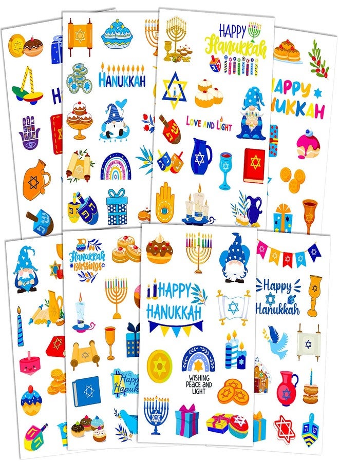 JULMELON 240 PCS Happy Hanukkah Stickers, Assorted Dreidels Menorah Candles Chanukah Stickers for Hanukkah Party Favors Chanukah Gifts Crafts - Image 1